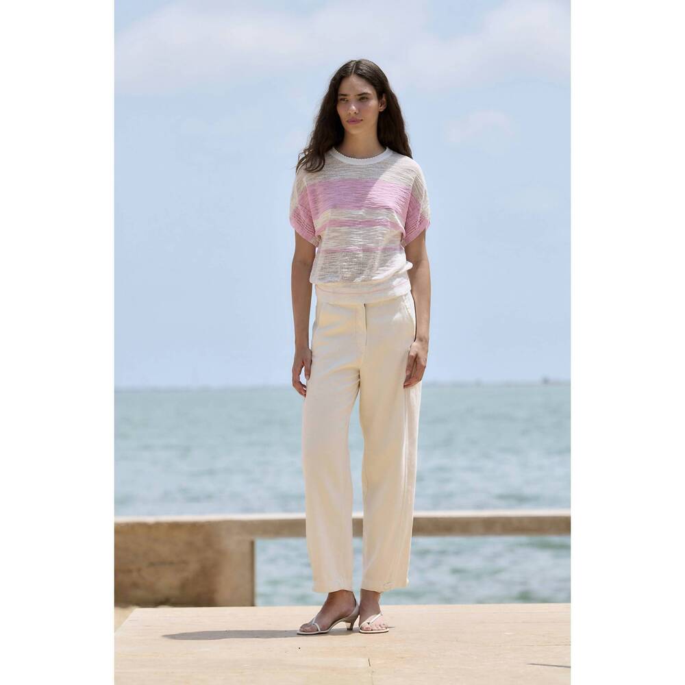 NEW SITA MURT dropped sleeve striped sweater in pink/white